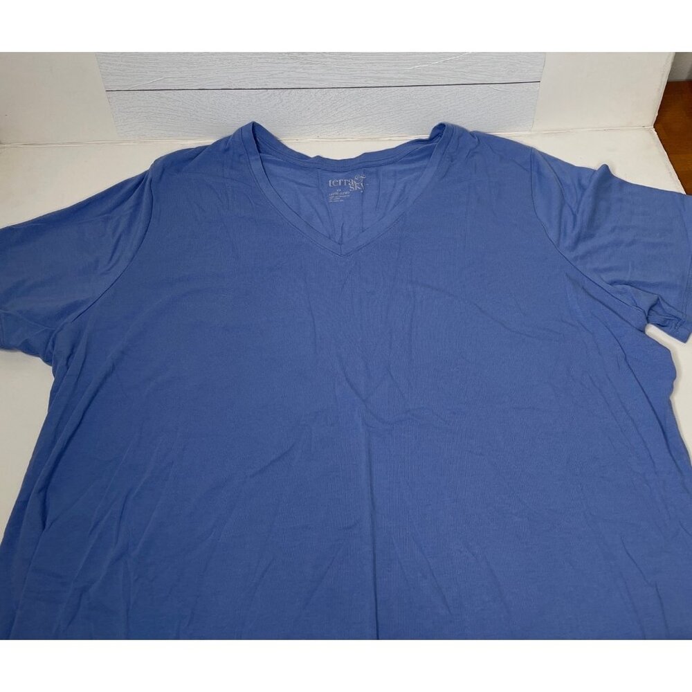 Terra & Sky Blue Short Sleeve V-Neck T-Shirt Plus Size Womens 2X 20W-22W